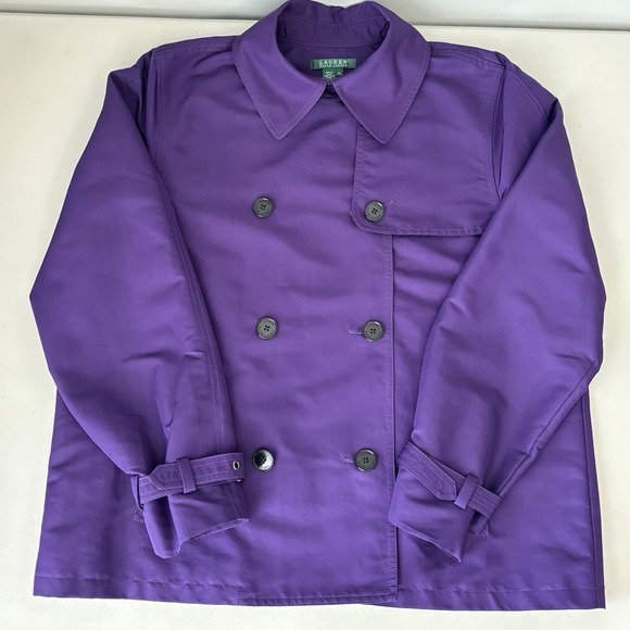 Lauren Ralph Lauren Jackets & Blazers - Lauren Ralph Lauren LRL Womens Double Breasted Pea Coat Purple XL‎ Rain Classic